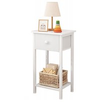 Stolik nocny z szufladą półką biały styl skandynawski nowoczesny do sypialni 38 cm