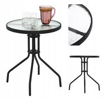 Stolik ogrodowy balkonowy szklany śr. 60 cm czarny