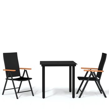Stolik ogrodowy z krzesłami, czarny, 80x80x74 cm - Zakito Europe