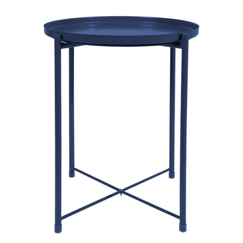 Фото - Обідній стіл LOFT Stolik okrągły metalowy w stylu  - ciemnoniebieski 