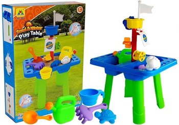 Stolik Piaskownica Foremki Do Piasku Łopatki Konewka - Lean Toys