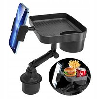 Stolik SAMOCHODOWY Podróżny TACA KUBEK Telefon OBROTOWY Carbon JEDZENIE XL