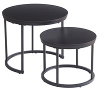 Stoliki Kawowe Loft Zestaw 2w1 Okrągłe Czarny Nowoczesny Design