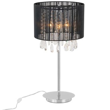 Stołowa LAMPA abażurowa ESSENCE MTM9262/3 Italux nocna LAMPKA stojąca glamour kryształki crystal mgła organza czarna - ITALUX