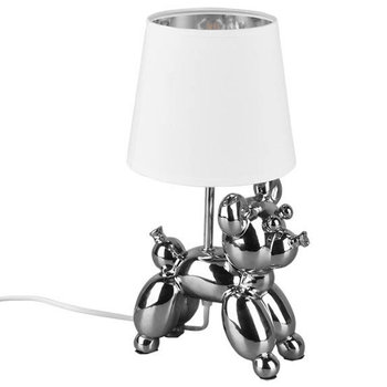 Stołowa LAMPA stojąca BELLO R50241089 RL Light dekoracyjna LAMPKA abażurowa PIESEK ceramiczny srebrny biały - RL Light