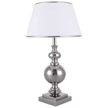 Stołowa LAMPA stojąca LETTO TL-1825-1-CH Italux abażurowa LAMPKA biurkowa klasyczna w stylu angielskim chrom biała - ITALUX