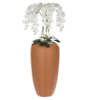 Storczyk sztuczny biały w donicy bukiet kwiaty H 125 cm donica terakota - Botle