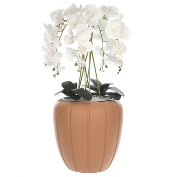 Storczyk sztuczny biały w donicy bukiet kwiaty H 90 cm donica terakota - Botle