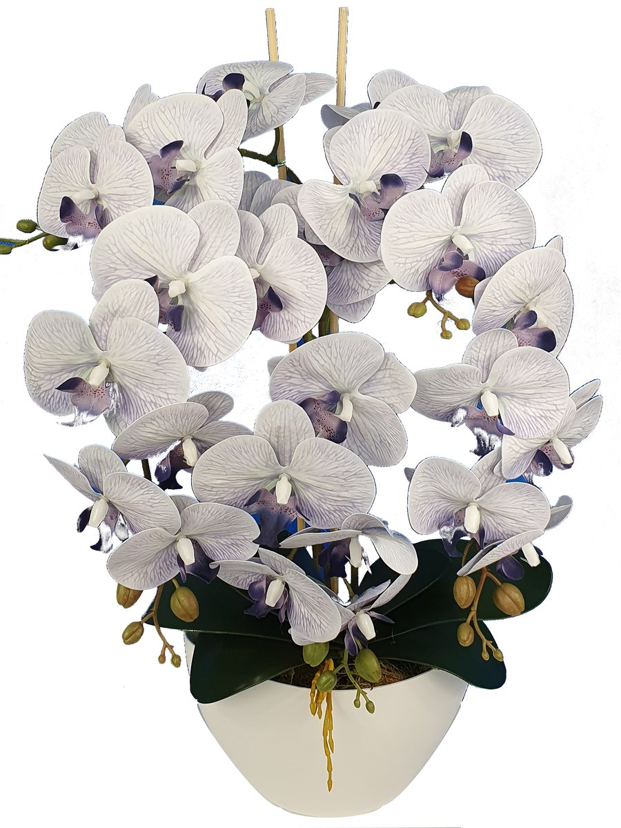 Storczyk Sztuczny Kwiaty Orchidea 3Pjn Guma Jak Żywy szary Damich