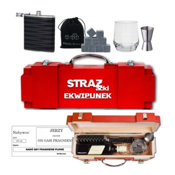 Strażacki Ekwipunek PREZENT dla KOLEGI STRAŻAKA DRUHA na 18-99 urodziny Skrzynka na alkohol + akcesoria