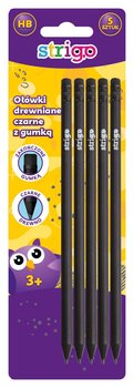Strigo, Ołówki czarne z gumka x5 - Strigo
