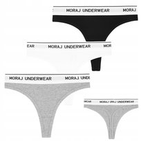 Stringi Majtki Damskie Gładkie Szeroka Guma 3-PAK MORAJ Rozmiar - S