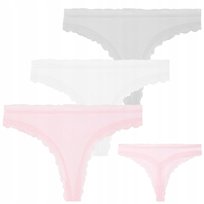 Stringi Majtki Damskie Seksowne z Lekką Koronką Mix Kolorki 3-szt MORAJ L