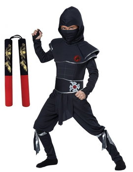 Strój Black Ninja Shuriken Samuraj Tors I Mięśnie 110/120+ Nunchaku - ALTERA