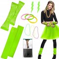 STRÓJ DISCO TUTU ZIELONE NEON RĘKAWICZKI OCIEPLACZE KOLCZYKI LATA 80 - Inna marka