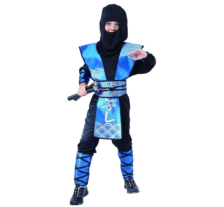 Фото - Карнавальний костюм Strój dla dzieci, Ninja, niebieski, rozmiar 110/120 cm