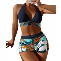 Strój Kąpielowy Bikini Spodenki Dwuczęściowy Kostium Wysoki Stan Wiązanie L
