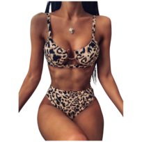  Strój kąpielowy bikini wysoki stan lampart pantera kostium hit M