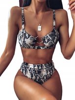 Strój Kąpielowy Dwuczęściowy Damski Kostium Bikini Wysoki Stan S 36