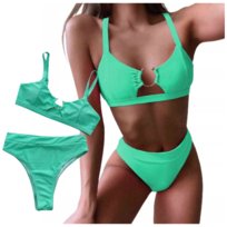 Strój kąpielowy dwuczęściowy wysoki stan bikini zielony kostium M Sapphire