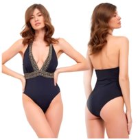 Strój kąpielowy jednoczęściowy czarny cekiny plus size damski M Sapphire