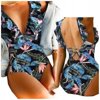 Strój Kąpielowy Jednoczęściowy, W Kwiaty Z Falbanką Plus Size, Rozmiar XXL Inna marka