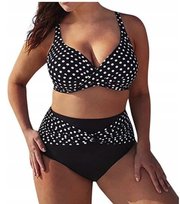 Strój Kąpielowy Plus Size Kropki Groszki Kobiecy Czarny Na Plażę Lato 4Xl Inna marka