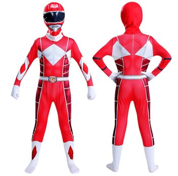Strój Kostium Geki Czerwony Power Rangers Cosplay Skin Przebranie 146/152 - Hopki