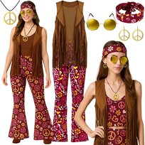 STRÓJ KOSTIUM HIPIS HIPISKA ABBA DZWONY LATA 60 70 80 6W1 L XL 176 182 CM