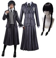 Strój Kostium Mundurek Wednesday Addams Cosplay 140/146 + Peruka