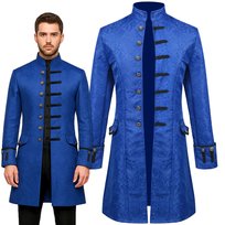 Strój Kostium Przebranie Frak Vintage Książę Arystokrata Sędzia Barok Cosplay Niebieski 164 / 170 Cm M / L