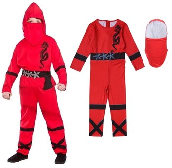 Strój Kostium Przebranie Wojownik Ninja Dla Dzieci Czerwony 128/134         (L)   J Ii 16 C - Hopki