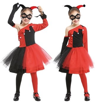 Strój Kostium Sukienka Harley Quinn Błazen Na Halloween Karnawał 128/134 (L) - Hopki