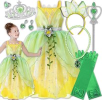 Strój Księżniczki Sukienka Tiana Przebranie Korona Berło Zestaw 128 134