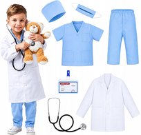 Strój Lekarza Niebieski Doktor Pediatra Lekarz Chirurg dla Dzieci Kostium