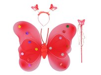 Strój Motyl Motylek Skrzydła Wróżka Led Kostium Czerwony