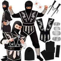 Strój Ninja Kostium Przebranie Ninji Wojownik Samuraj Czarny Smok 104 110  Cm