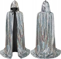 STRÓJ PRZEBRANIE PELERYNA Z KAPTUREM DŁUGA CZAROWNICA NA HALLOWEEN 150cm inna (Inny)