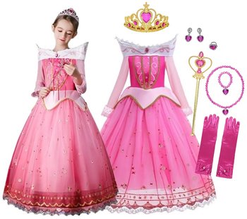Strój Przebranie Sukienka Aurora Śpiąca Królewna Zestaw 128/134 - Hopki