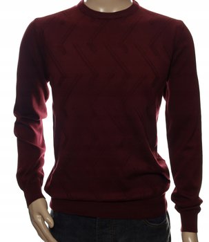 Strokers Klasyczny Sweter Męski Z Bawełny Ze Wzorem Tłoczonym Xl Bordowy - Inna marka