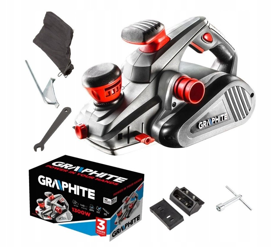 GRAPHITE, Strug elektryczny 1300W, głębokość strugania 3.5 mm, szerokość strugania 110 mm, 59G680