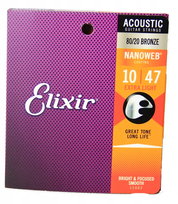 Struny do Gitary Akustycznej Elixir Nanoweb 10-47