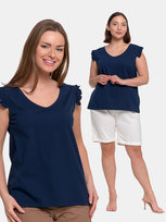 Stylowa bluzka bawełniana granatowy S