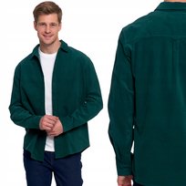 STYLOWA GŁADKA KOSZULA MĘSKA SZTRUKSOWA 100% BAWEŁNA DŁUGI RĘKAW MORAJ 3XL GREEN