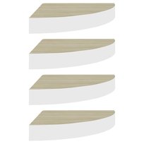 Stylowe półki narożne - dębowy/biały, 35x35x3,8 cm / AAALOE