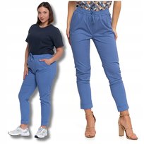 Stylowe Spodnie Damskie Joggery Wiązane Wysoki stan Bawełniane MORAJ L