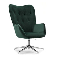 Stylowy Fotel Obrotowy Z Pikowaniem Guzikami Trini Zielony - Chrom