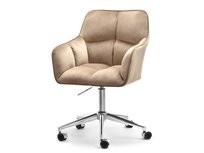 Stylowy Fotel Obrotowy Z Podłokietnikami Isla Beż Velvet Na Podstawie Chrom