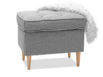 Stylowy Podnóżek Z Lamówką Do Fotela I Kanapy Malmo Pepitka-Buk