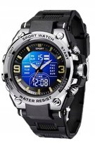 STYLOWY ZEGAREK CYFROWY CZARNY WIELOFUNKCYJNY ELEGANCKI GUMOWY PASEK